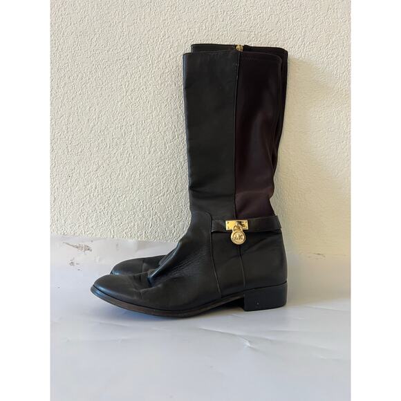 Michael Kors Hamilton Knee High Brown Leather Boots Shoes Women 6M Read - Picture 3 of 15